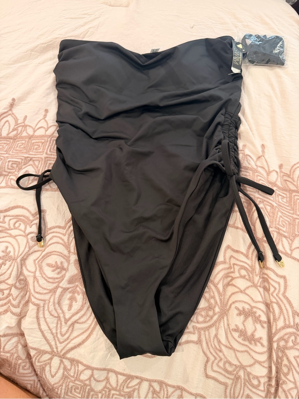 Women’s  Black One-Piece Swimsuit with Side Ties